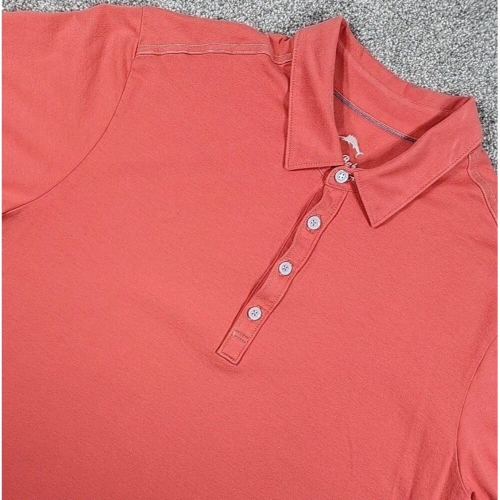 Tommy Bahama Polo Shirt Men’s L Coral Island Modern Fit Pima Cotton Short Sleeve